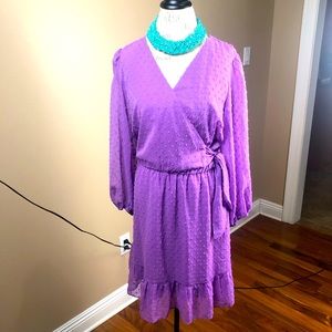 CITY CHIC, Pullover Silhouette, above knee, deep v-neck long sleeves, Lilac NWT